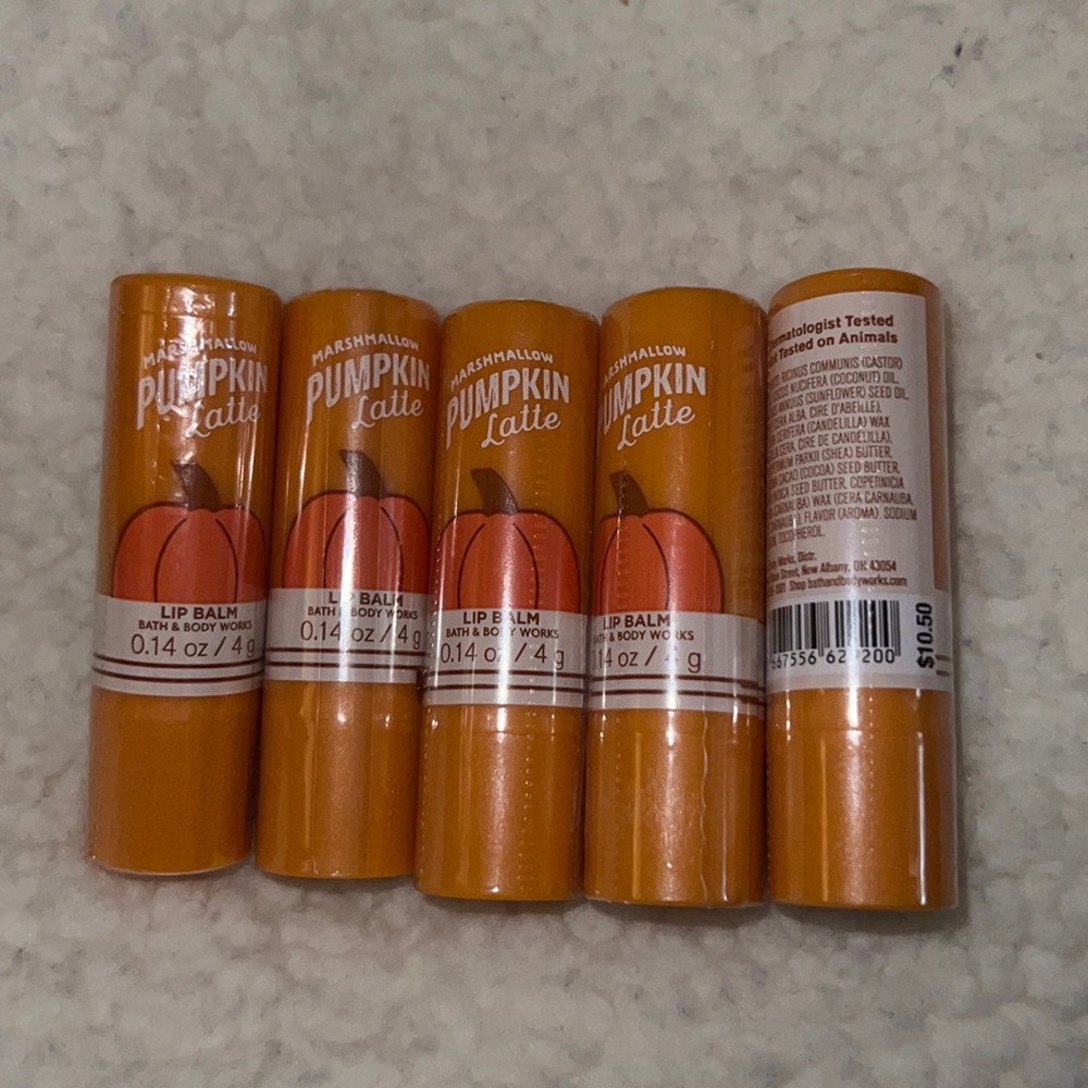 BBW 5pc Marshmallow Pumpkin Latte LIP BALM - Picture 2 of 2